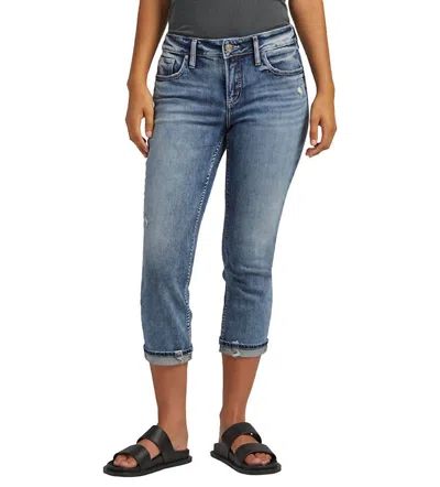 Silver Jeans Co. Elyse Mid Rise Capri Jean In Indigo In Blue