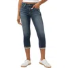 Silver Jeans Co. Elyse Star Embroidered Capri Jeans In Blue