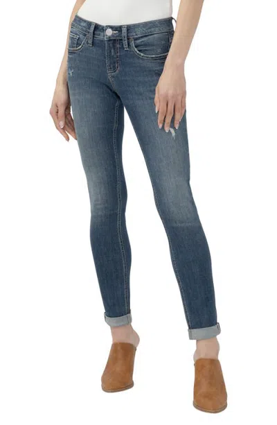 Silver Jeans Co. Girlfriend Mid Rise Jeans In Blue