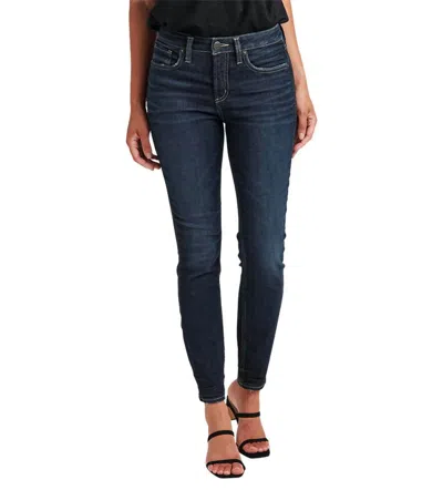 Silver Jeans Co. High Rise Skinny Jean In Dark Wash In Blue