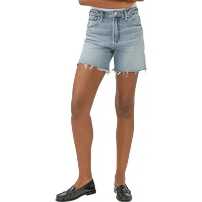 Silver Jeans Co. Highly Desirable Raw Hem High Waist Long Denim Shorts In Indigo