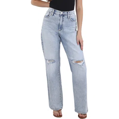 Silver Jeans Co. Highly Desirable Trouser Womens Distressed Denim Straight Leg Jeans In Blue