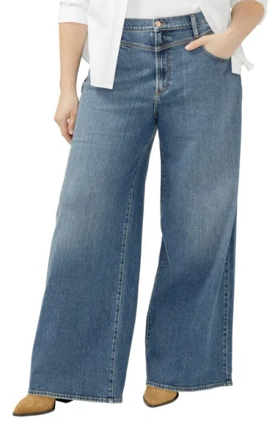 Silver Jeans Co. Highly Desirable V-yoke High Waist Ultra Wide Leg Jeans In Blue