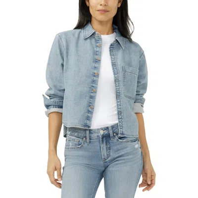 Silver Jeans Co. Lightweight Knit Denim Shirt In Blue