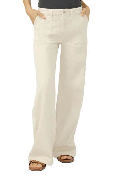 Silver Jeans Co. Lightweight Wide Leg Knit Flex Denim Pants In White