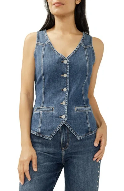 Silver Jeans Co. Longline Denim Vest In Blue