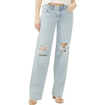 Silver Jeans Co. Loose & Low Baggy Fit Jeans In Blue