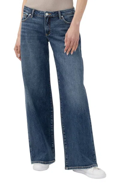 Silver Jeans Co. Low Rise Baggy Wide Leg Jeans In Blue