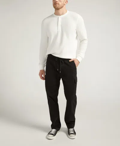 Silver Jeans Co. Men's Essential Twill Pull-on Cargo Pants In Black