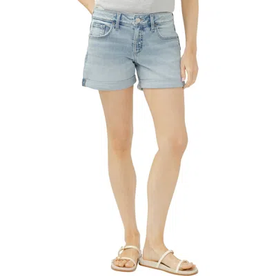 Silver Jeans Co. Mid Rise Denim Boyfriend Shorts In Blue
