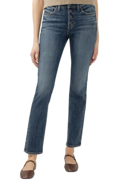 SILVER JEANS CO. SILVER JEANS CO. MOST WANTED EXPOSED BUTTON MID RISE STRAIGHT LEG JEANS
