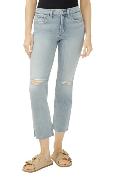 Silver Jeans Co. Most Wanted Ripped Mid Rise Ankle Straight Leg Jeans In Blue