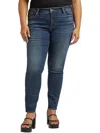 SILVER JEANS CO. PLUS ELYSE WOMENS MID-RISE COMFORT FIT SKINNY JEANS