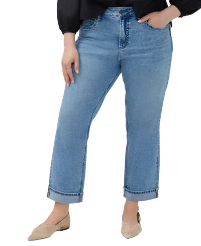 Silver Jeans Co. Plus Size Avery High-rise Straight Jeans In Bluebelle