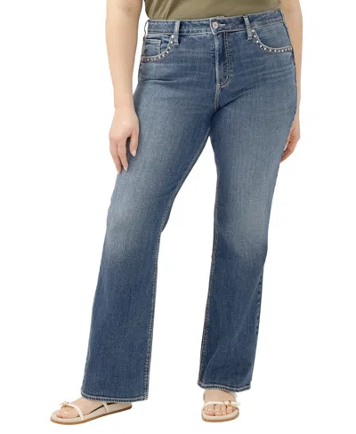 Silver Jeans Co. Plus Size Avery High-waisted Studded Bootcut Denim Jeans In Crossroads