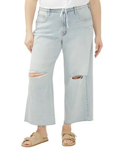 Silver Jeans Co. Plus Size Be Easy High-rise Wide-leg Cropped Jeans In Blue