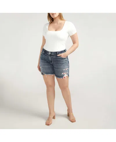 Silver Jeans Co. Plus Size Boyfriend Mid Rise Distressed Short In Indigo