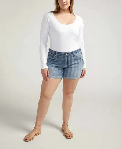 SILVER JEANS CO. PLUS SIZE BOYFRIEND MID RISE SHORT