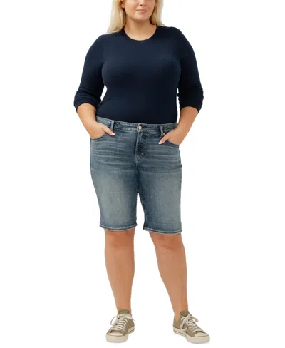 SILVER JEANS CO. PLUS SIZE ELYSE DENIM BERMUDA SHORTS