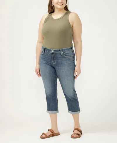 Silver Jeans Co. Plus Size Elyse Mid-rise Comfort Fit Capri Jeans In Blue