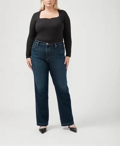 SILVER JEANS CO. PLUS SIZE HIGHLY DESIRABLE HIGH RISE TROUSER LEG JEANS