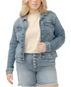Silver Jeans Co. Plus Size Notched Crop Jean Jacket In Indigo