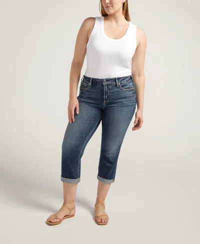 Silver Jeans Co. Plus Size Suki Mid Rise Curvy Fit Capri Jean In Indigo