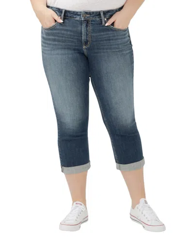 Silver Jeans Co. Plus Size Suki Mid Rise Curvy Fit Capri Jeans In Ballot
