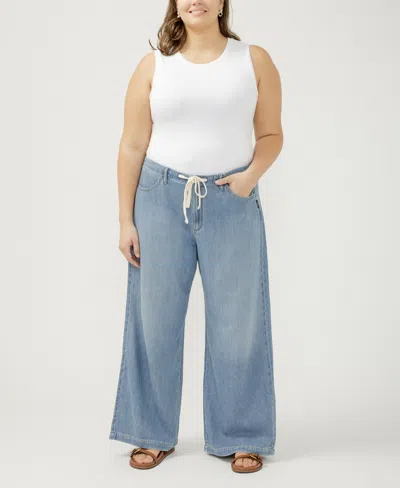 Silver Jeans Co. Plus Size Wide-leg Drawstring Jeans In Blue