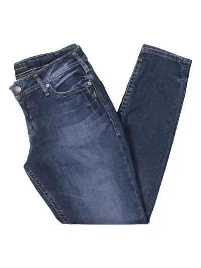 Silver Jeans Co. Plus Womens Curvy Fit Skinny Leg Skinny Jeans In Blue