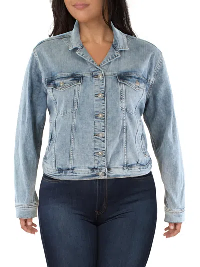 Silver Jeans Co. Plus Womens Fitted Jean Denim Jacket In Blue