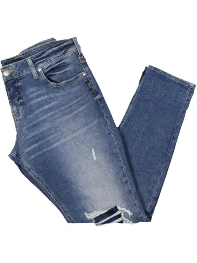 Silver Jeans Co. Plus Womens Mid-rise Distressed Skinny Jeans In Multi