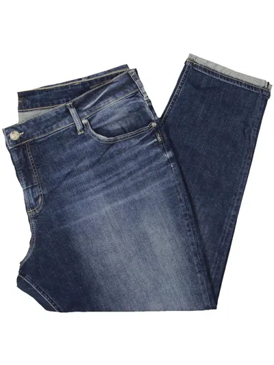 Silver Jeans Co. Plus Womens Mid Rise Distressed Slim Jeans In Blue