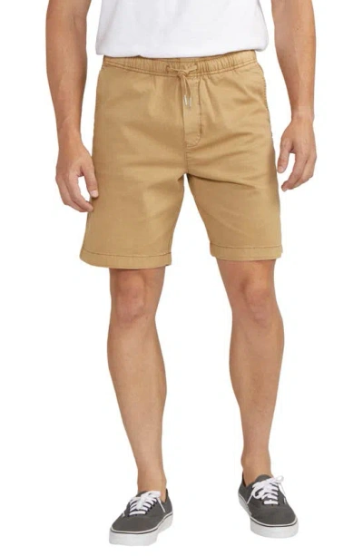 Silver Jeans Co. Pull-on Stretch Chino Shorts In Tan
