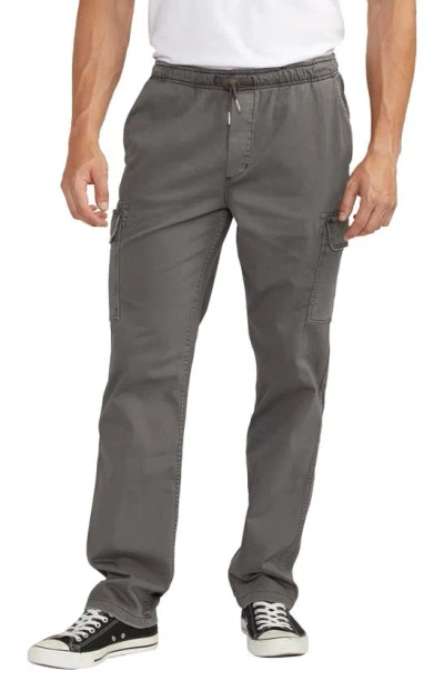 Silver Jeans Co. Pull-on Twill Cargo Pants In Dark Grey