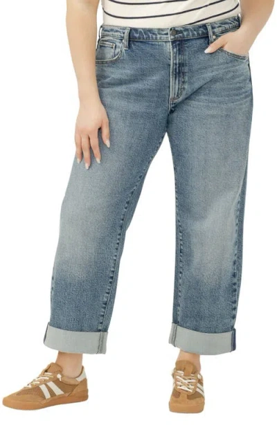 Silver Jeans Co. Plus Size Relaxed Mid Rise Straight Leg Jeans In Blue