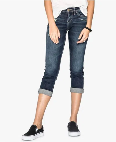Silver Jeans Co. Silver Suki Capri's In Dark Denimotion In Blue