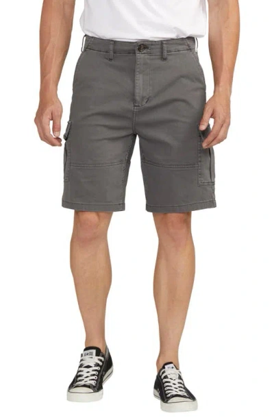 Silver Jeans Co. Stretch Cotton Twill Cargo Shorts In Dark Grey