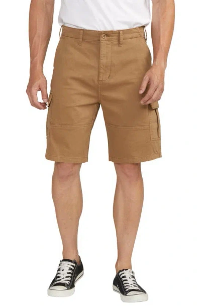 Silver Jeans Co. Stretch Cotton Twill Cargo Shorts In Desert