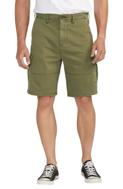 Silver Jeans Co. Stretch Cotton Twill Cargo Shorts In Olive