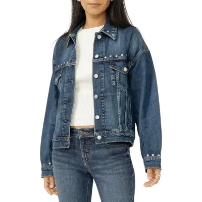 Silver Jeans Co. Studded Denim Jacket In Blue