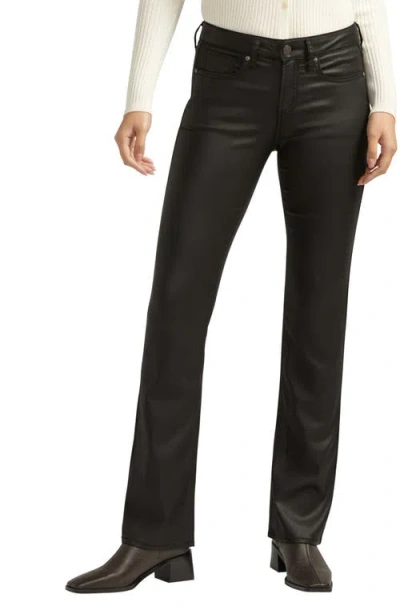 Silver Jeans Co. Suki Curvy Coated Slim Bootcut Jeans In Black