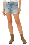 Silver Jeans Co. Suki Curvy Frayed Mid Rise Denim Shorts In Indigo