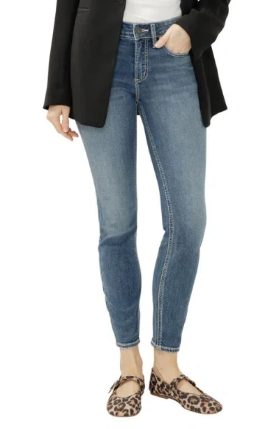 Silver Jeans Co. Suki Curvy Mid Rise Skinny Jeans In Blue