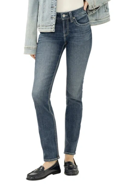 Silver Jeans Co. Suki Curvy Mid Rise Straight Leg Jeans In Blue