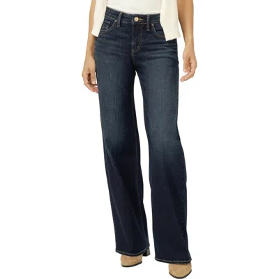 Silver Jeans Co. Suki Curvy Mid Rise Wide Leg Jeans In Blue