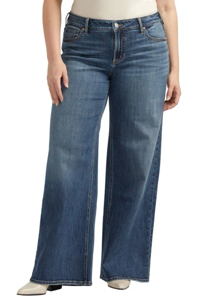 Silver Jeans Co. Suki Curvy Mid Rise Wide Leg Jeans In Indigo