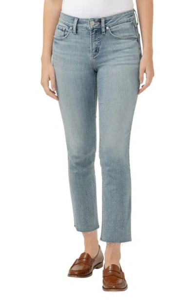 Silver Jeans Co. Suki Curvy Raw Hem Mid Rise Ankle Straight Leg Jeans In Indigo