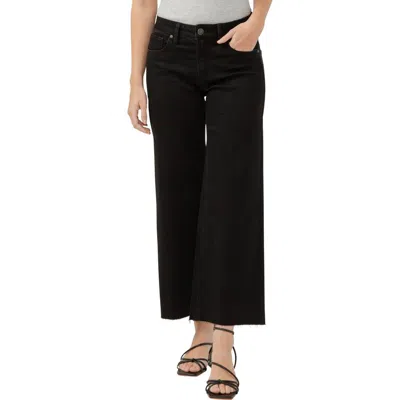 Silver Jeans Co. Suki Curvy Raw Hem Mid Rise Ankle Wide Leg Jeans In Black