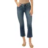 Silver Jeans Co. Suki Curvy Raw Hem Mid Rise Kick Flare Jeans In Indigo